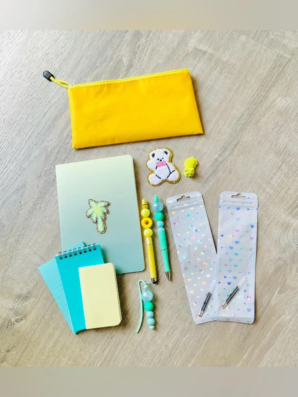 NEW📚 Hand Crafted Stationery Set w/ SCL Palm Tree Patched Journal & More!